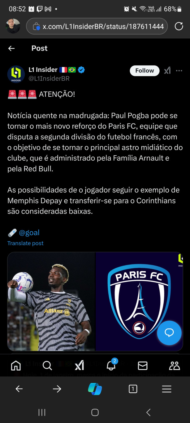 Pogba na 2 divis�o do futebol franc�s?