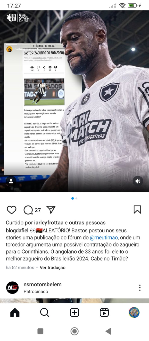Zagueiro Bastos do Botafogo t� antenado no f�rum do meu tim�o
