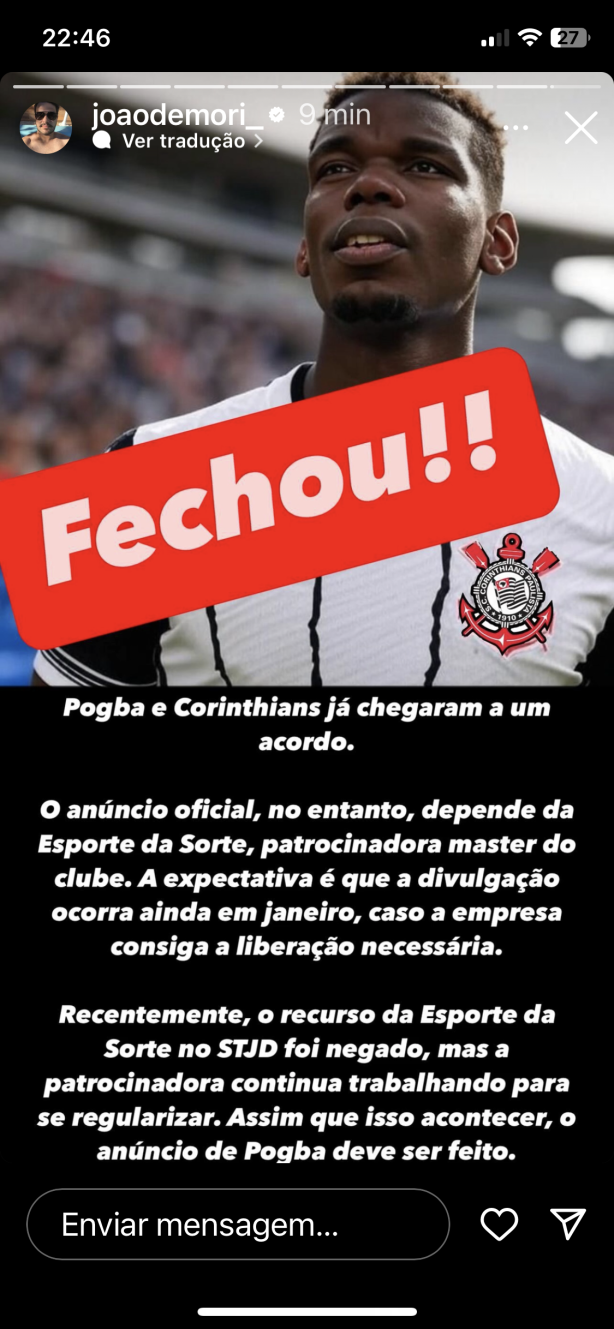 Pogba acertou com o Corinthians segundo jornalista