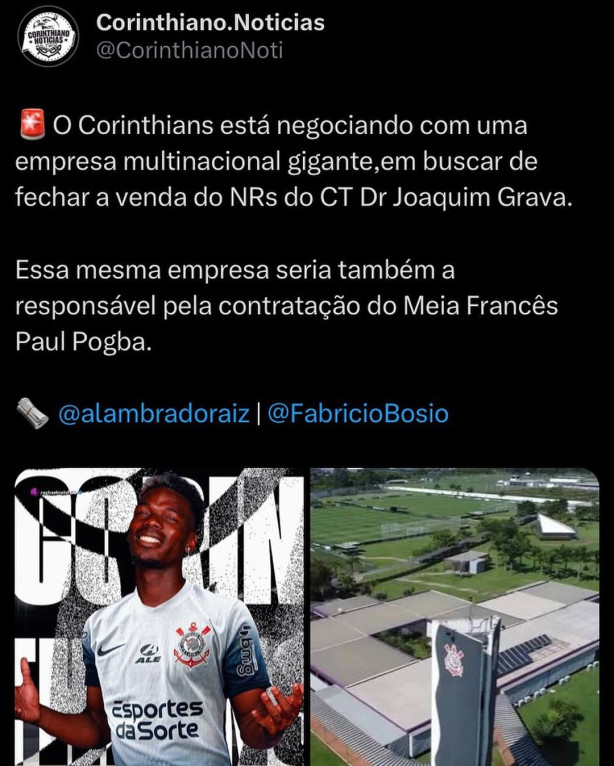 Corinthians negocia NR do CT com multinacional
