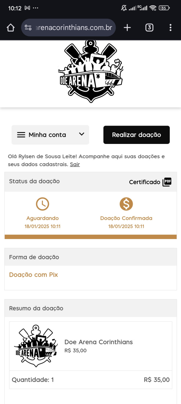 "Ingresso 01" Comprado