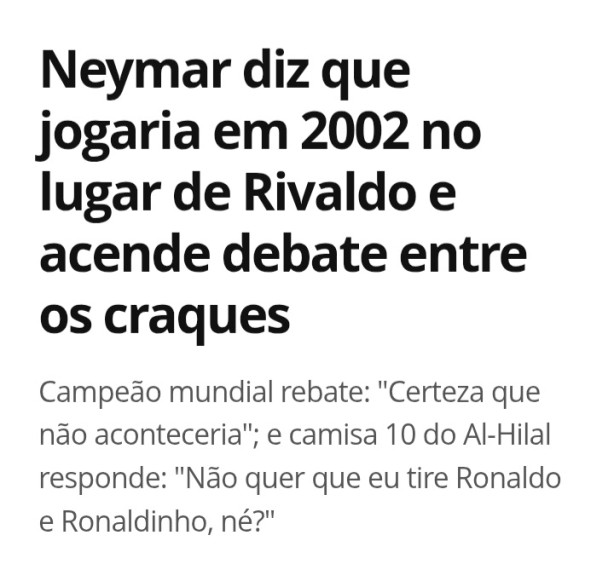 Rivaldo tem mesmo raz�o!