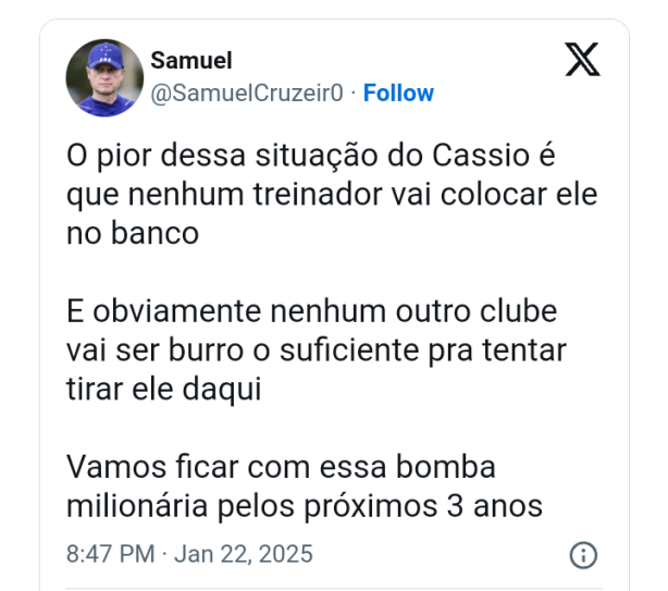 Torcedor mais fantico do Cruzeiro sobre Cssio