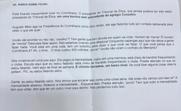 Corinthians: Clube do Povo ou Clube para Poucos? A Falcia Elitista de Mrio Gobbi