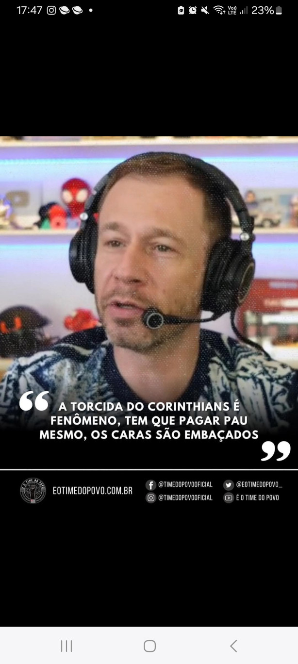 Tiago Leifert, falando sobre a Fiel Torcida do Corinthians.