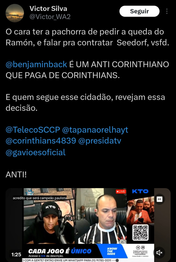Benja pedindo Seedorf no Corinthians