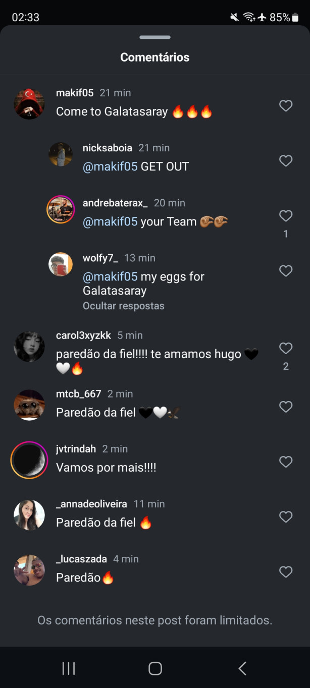 E esses comentrios na foto do hugo souza em ...