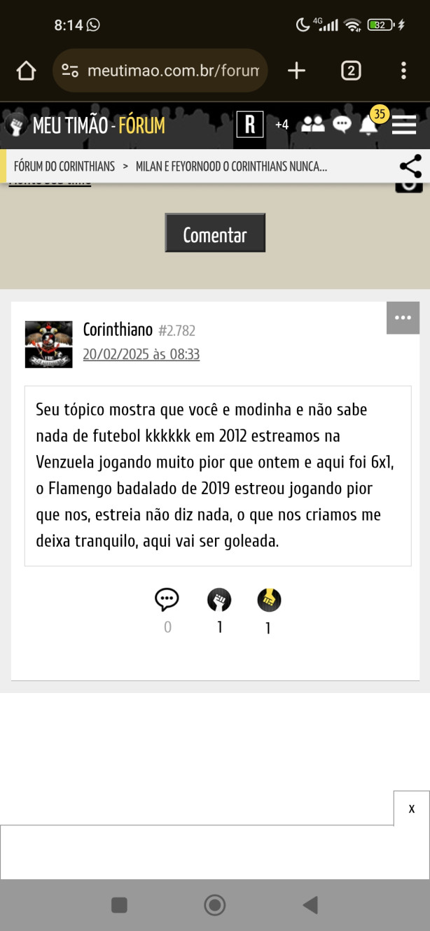 Tem torcedor passando pano ainda para atua��o de ontem?