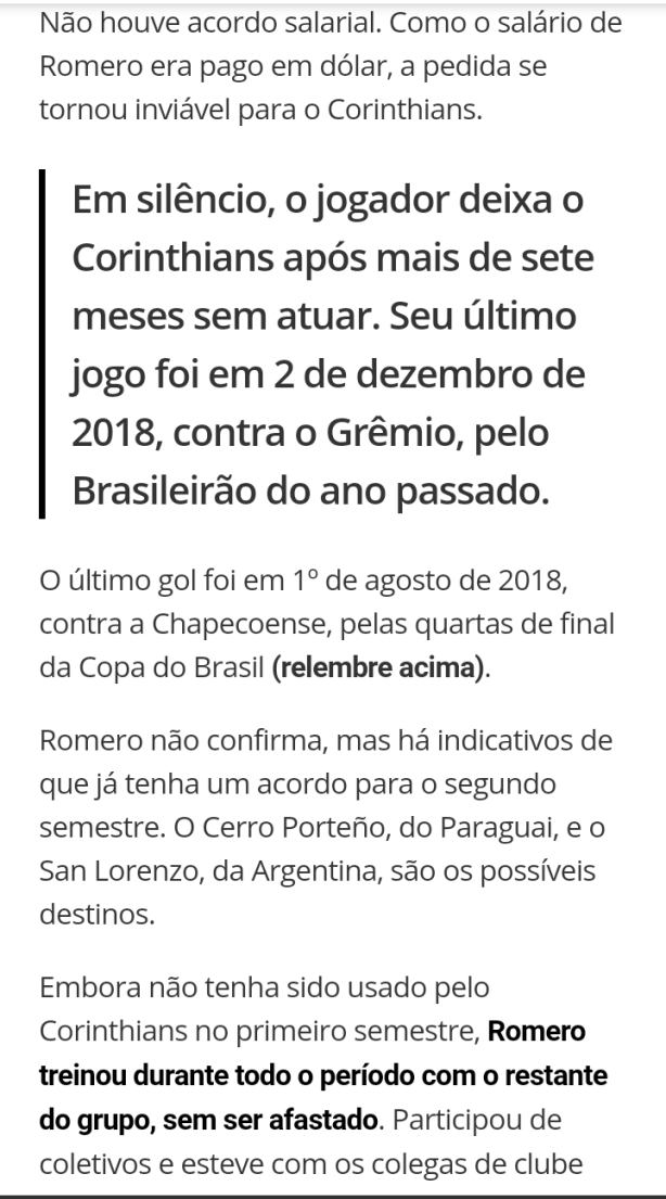 Esqueceu de falar isso a� sobre o Romero...ele pediu um