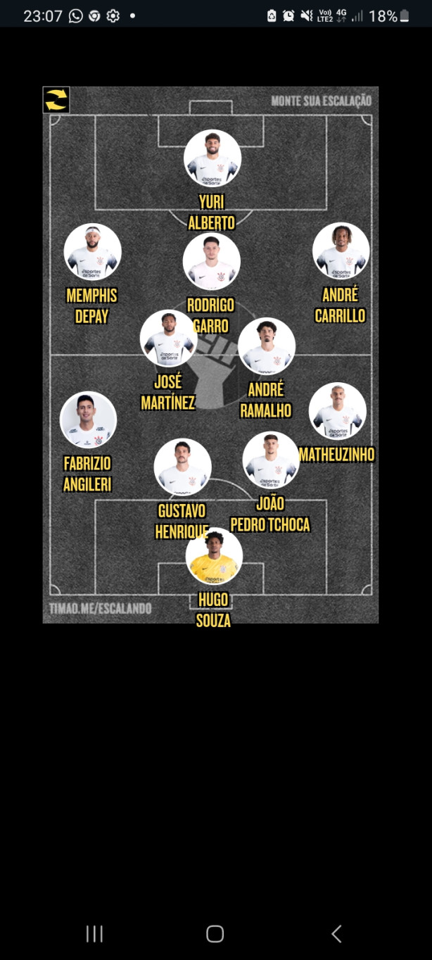 Time titular contra o Santos