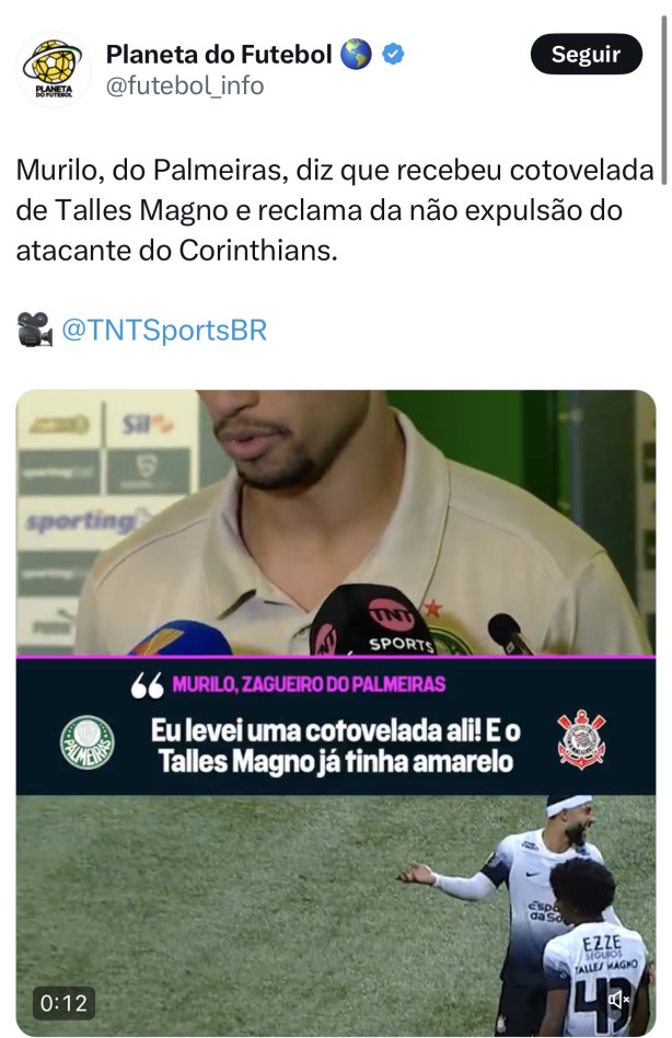 injusti�a com o jogador do Palmeiras