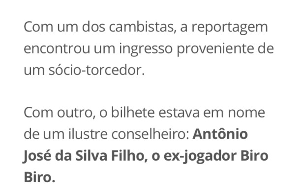 Ingresso do Biro Biro nas mos de cambistas