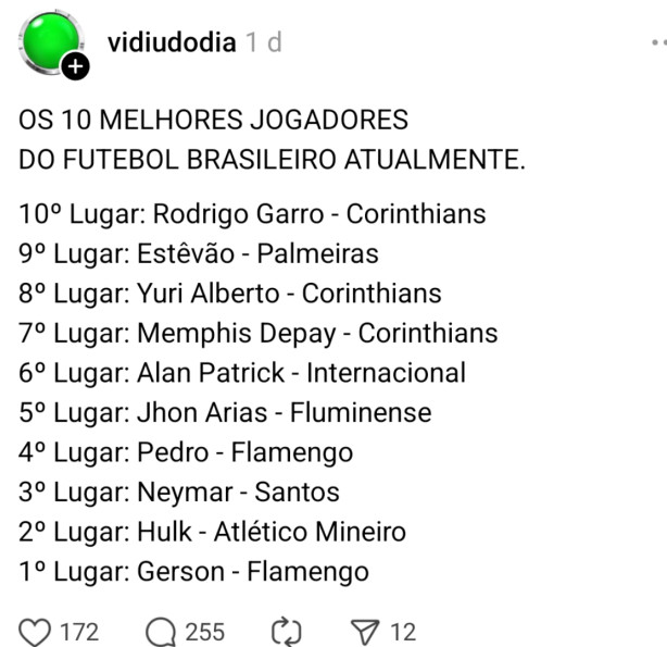 off Vocs concordam com essa imagem que apareceu no meu insta? Melhores jogadores