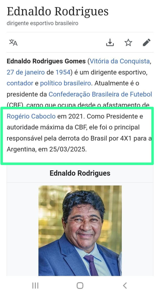 Atualizaram a Wikipedia do Ednaldo