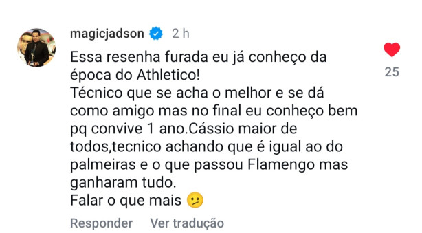 Jadson Rebate ex tcnico Antonio Oliveira
