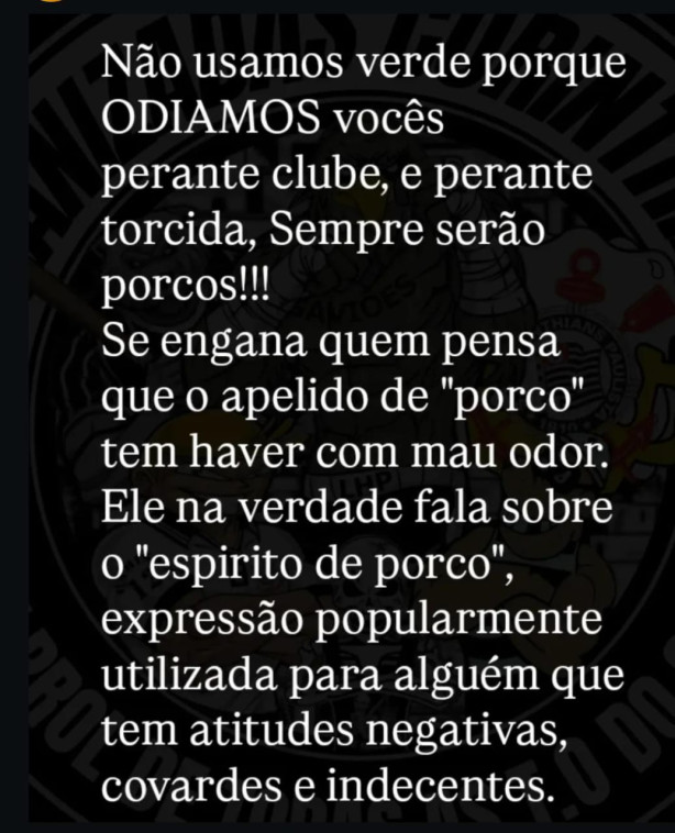 Porque Corinthiano no usa a cor verde! E nem deve usar!