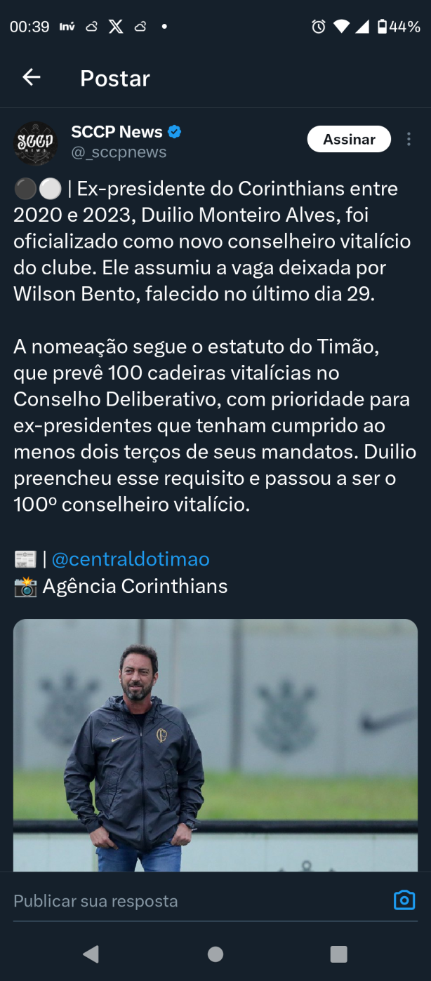 Dulio  o mais novo conselheiro vitalcio