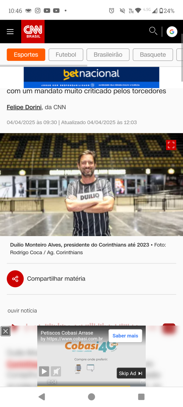 Du�lio agora � Conselheiro Vital�cio