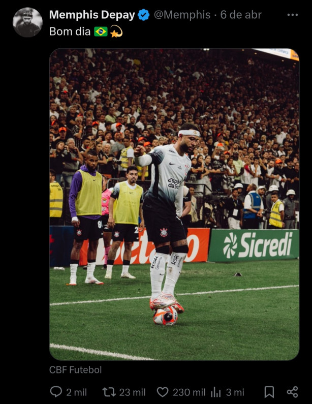 Foto que o Memphis postou ontem