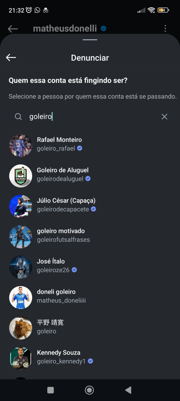 Conta denunciada