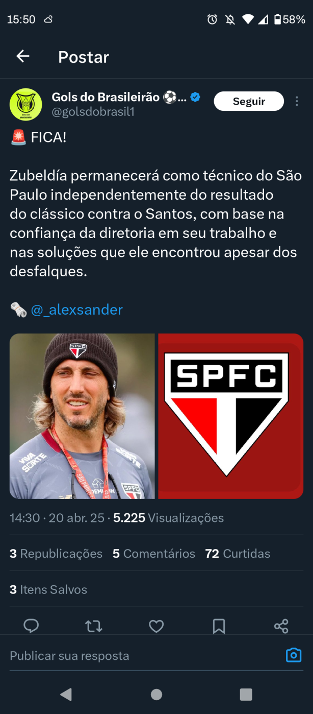 off - Zubeldia fica independente do resultado