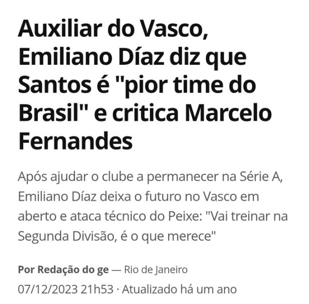 Santos gosta de passar vergonha