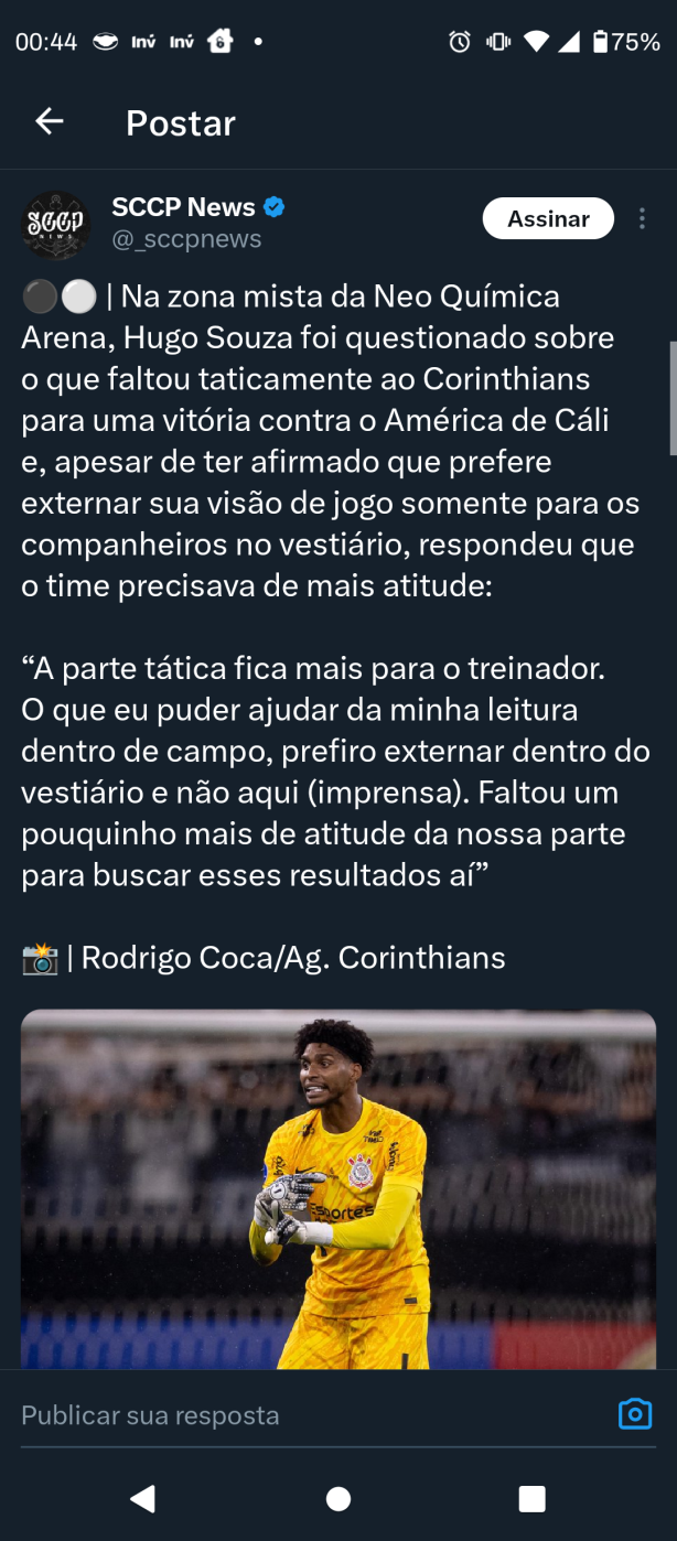 Hugo Souza mandando a real