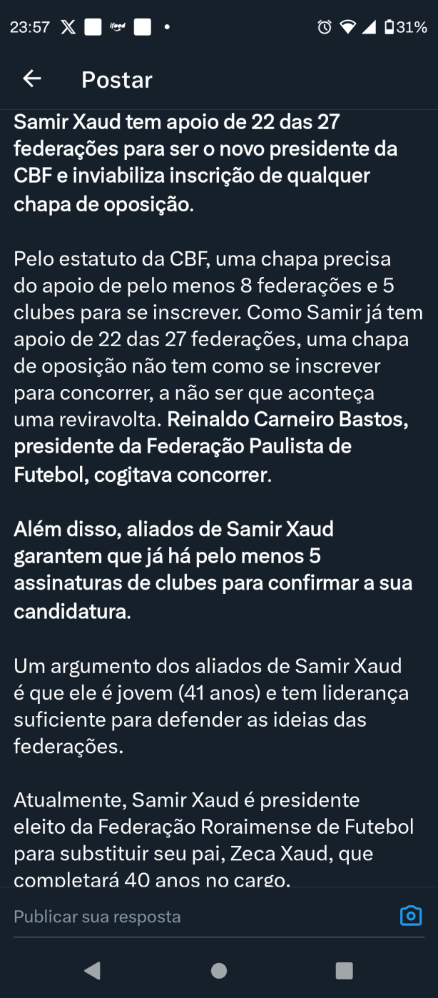 Poss�vel novo presidente da CBF