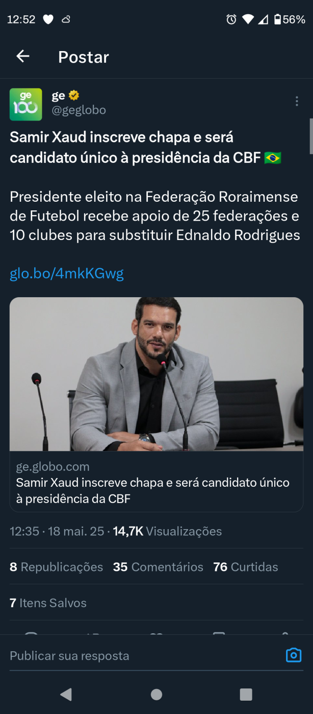 Samir Xaud  o novo presidente da CBF