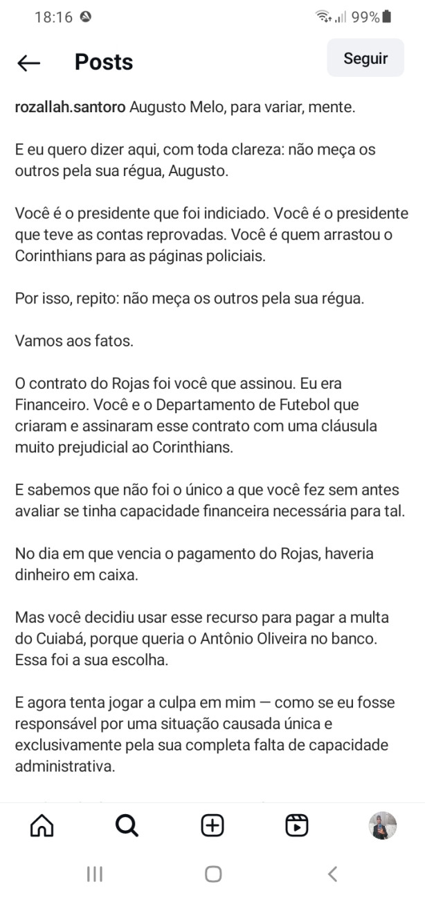 Rozallah almoou, jantou e ainda fez o Augusto de sobremesa