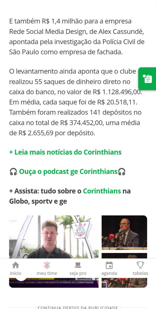 Relat�rio do coaf indica 55 saques de 20 mil reais das contas do clube