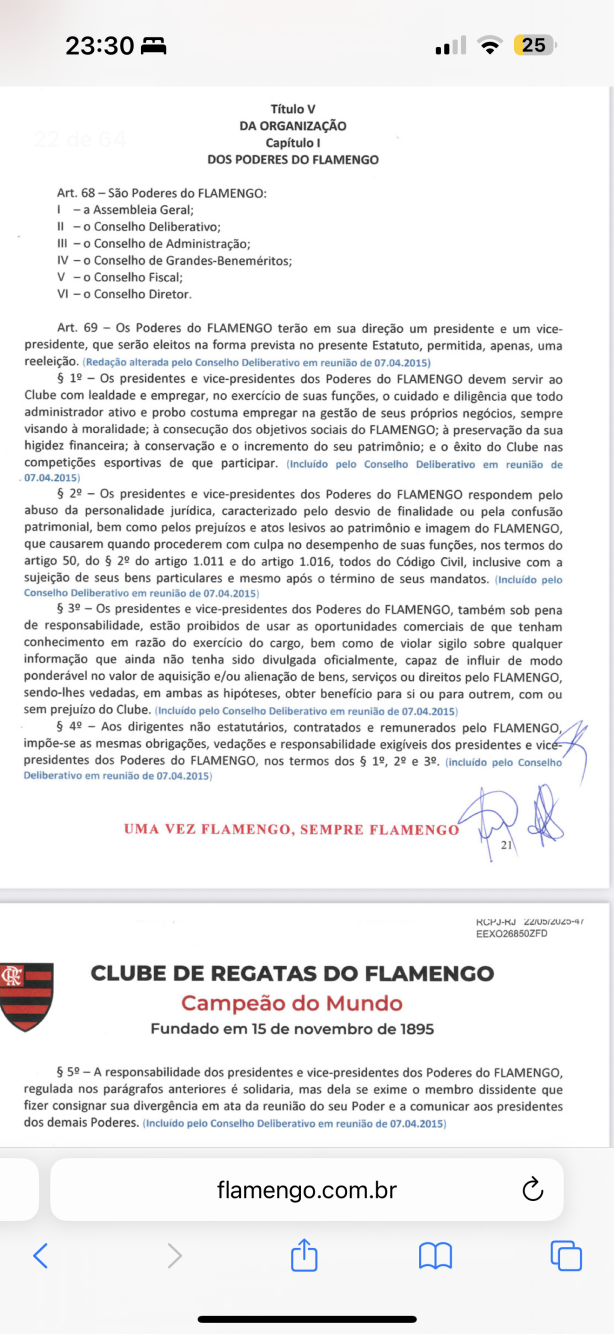 Reforma do estatuto - responsabilidade dos dirigentes