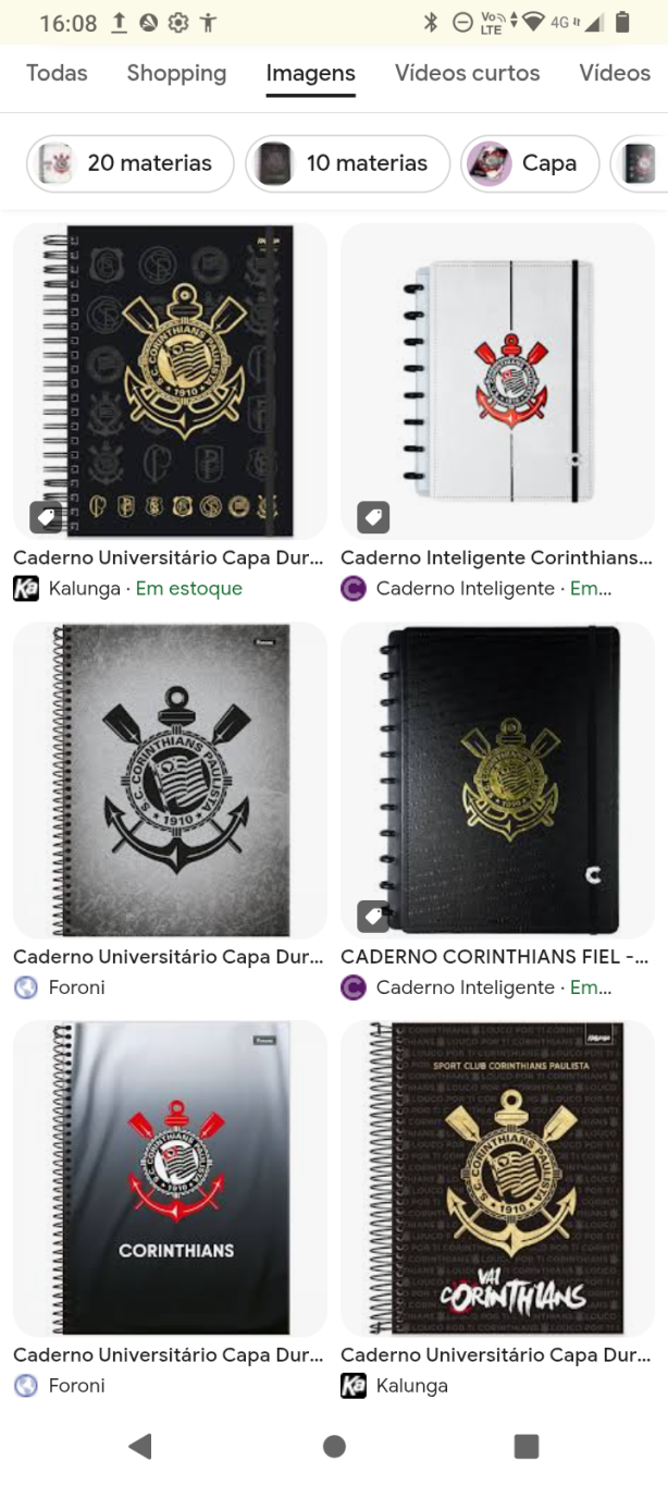 caderno Corinthians