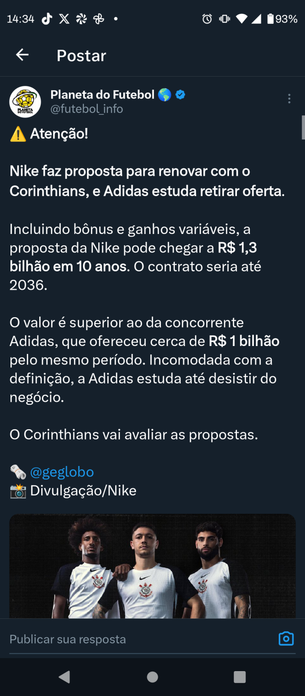 Nike cobriu a proposta da Adidas