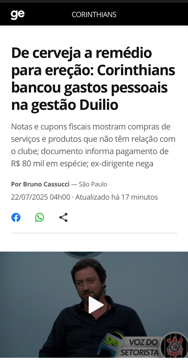 Nossa saiu no GE "Duilio al�m de roub@r o Corinthians, broch@ hahahahaha