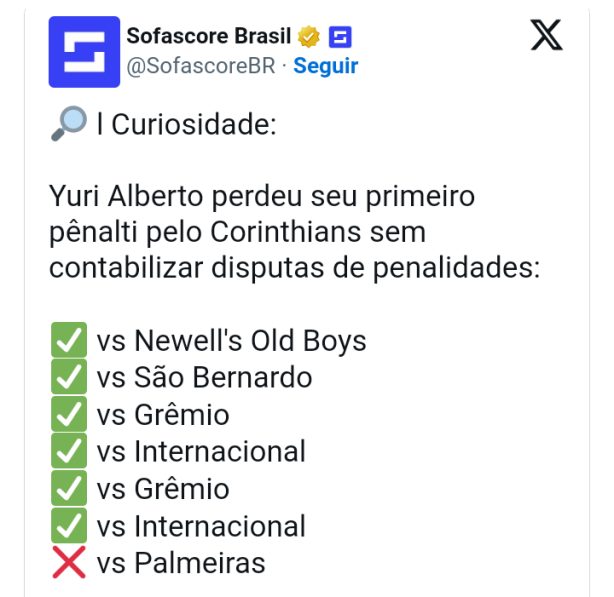Foi o 1� p�nalti perdido pelo Yuri viu?