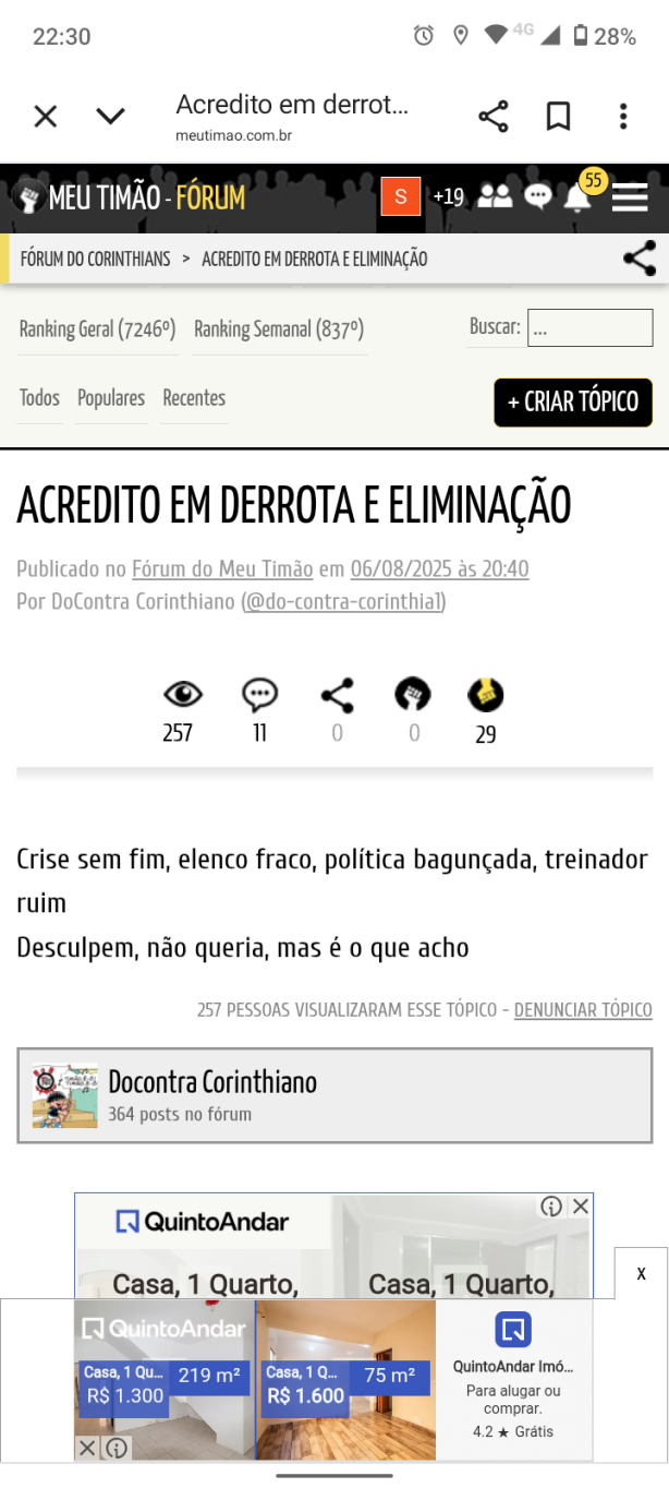 Corinthians eliminado