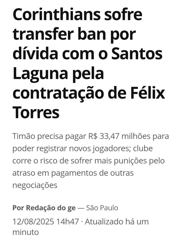 Sofremos transferban e foi merecido