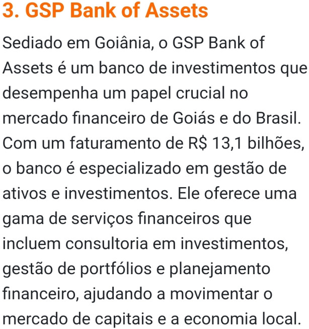 Faturamento da GSP Holding em 2024