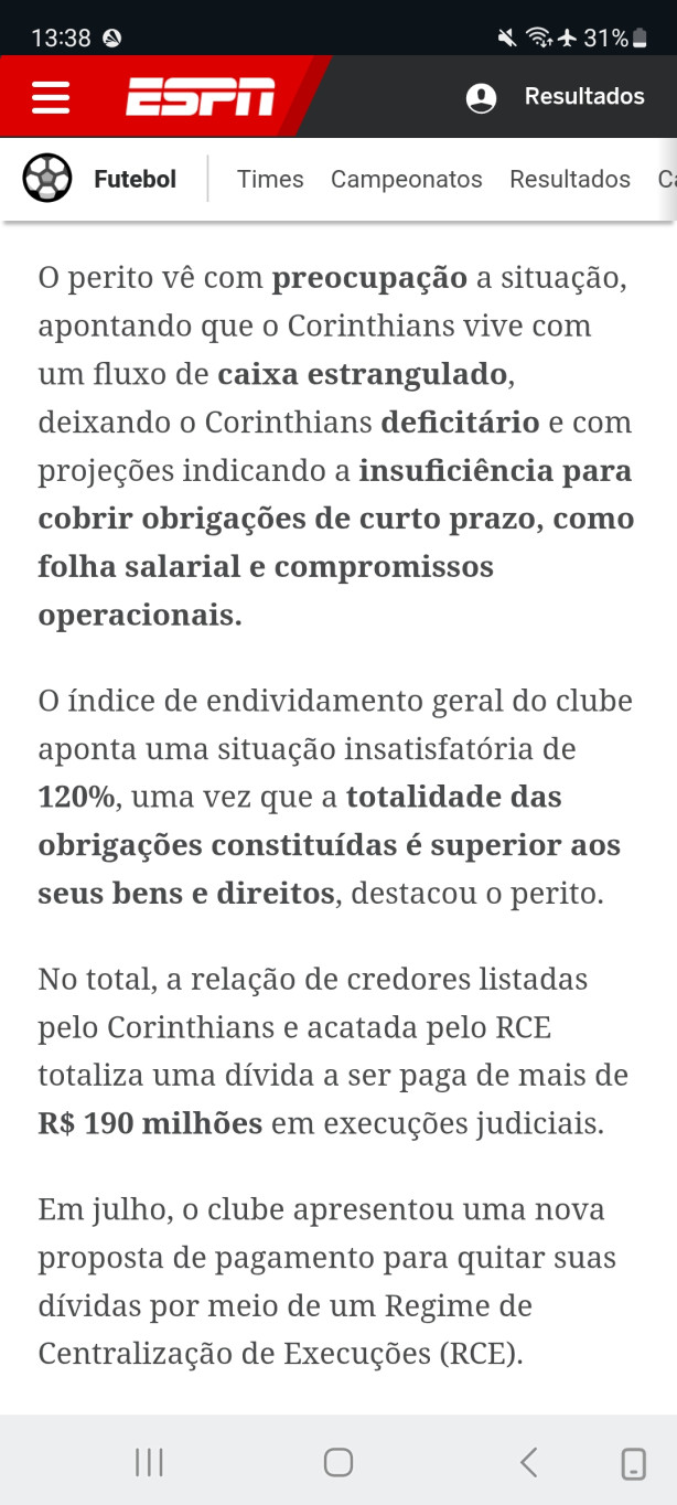 P�rito v� Corinthians em estado de fal�ncia!