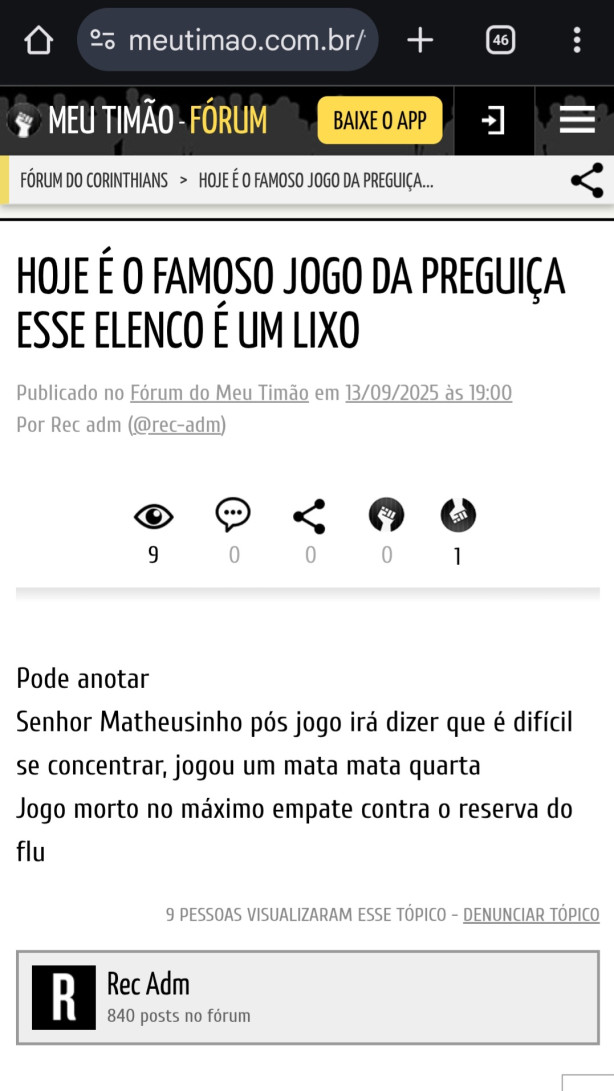 Tive que tirar print.