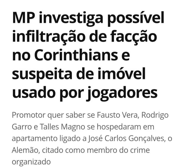 possivel envolvimento com crime organizado