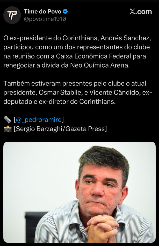 Negocia��o Arena x Caixa - Andr�s Sanchez