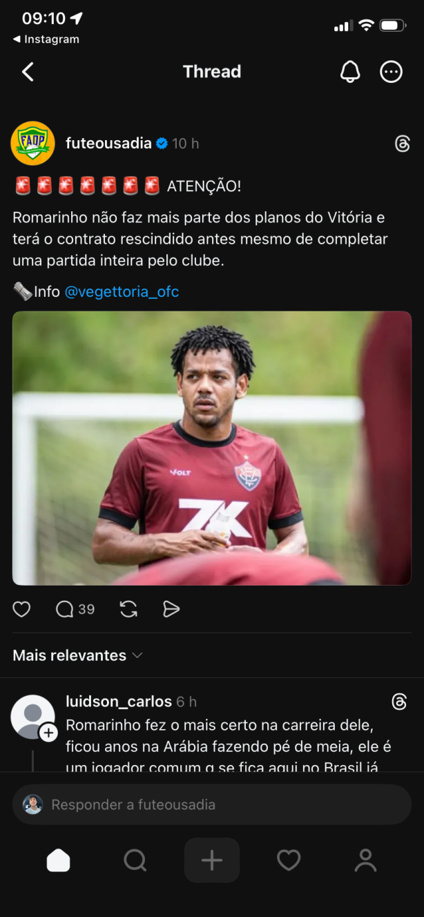 (off) Romarinho chutado do Vit�ria