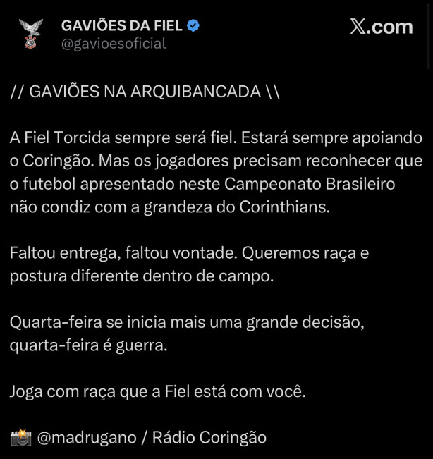Agora a gavi�es da Fiel pegou pesado