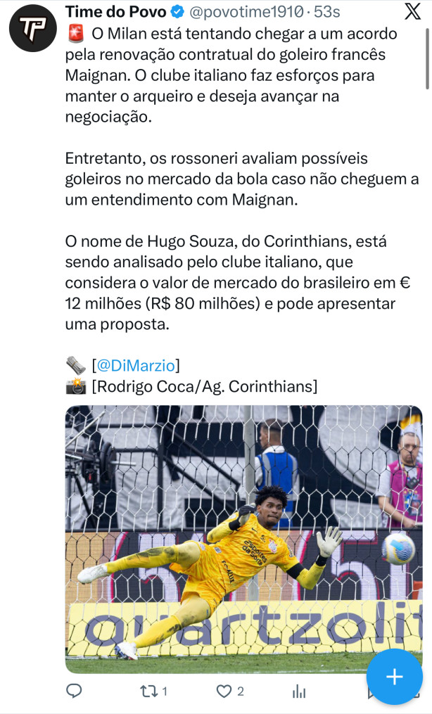 Hugo de sa�da para o MILAN