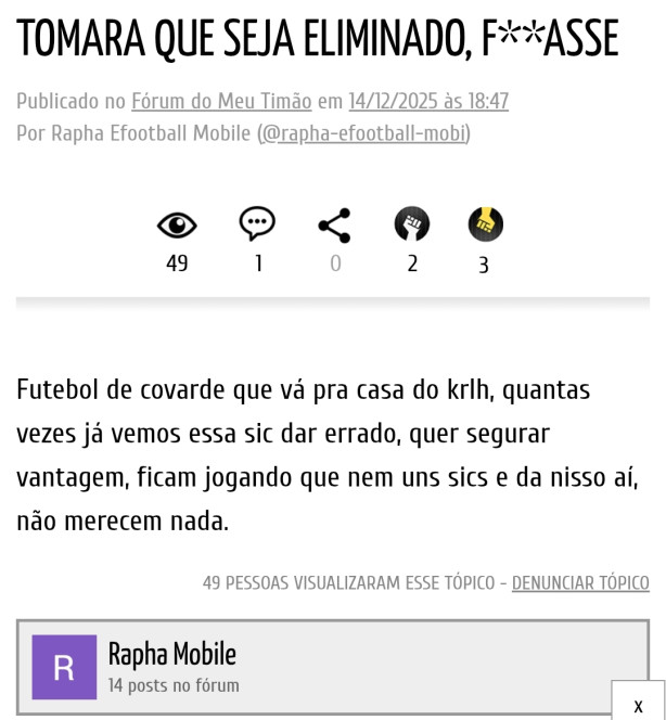 Respeita meu time, bando de emocionado!