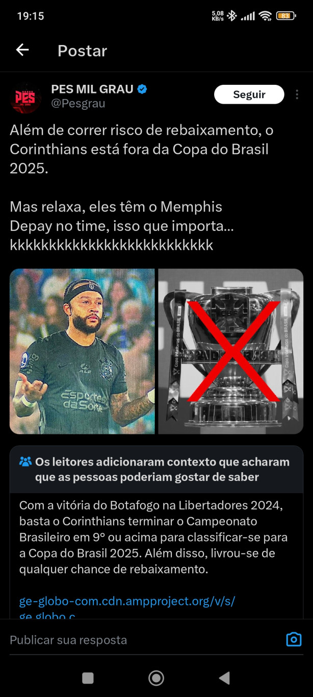 Obrigado, PES Mil grau! Kkkkkkkkk