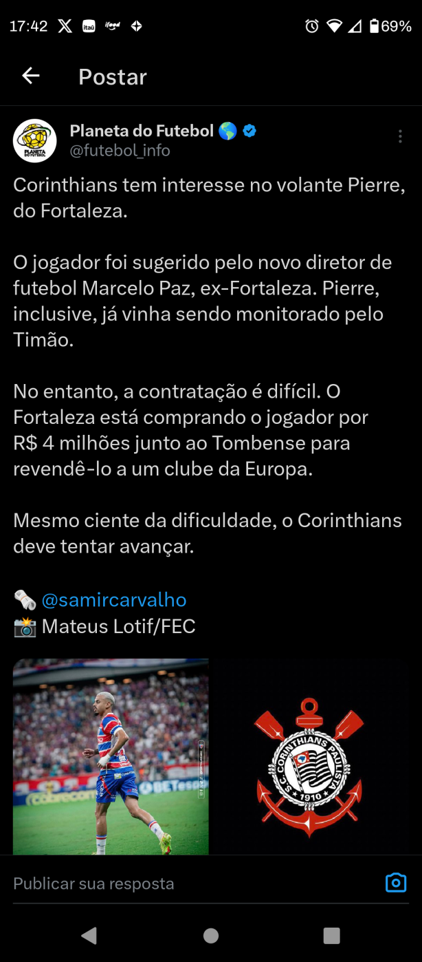 Corinthians de olho em Pierre