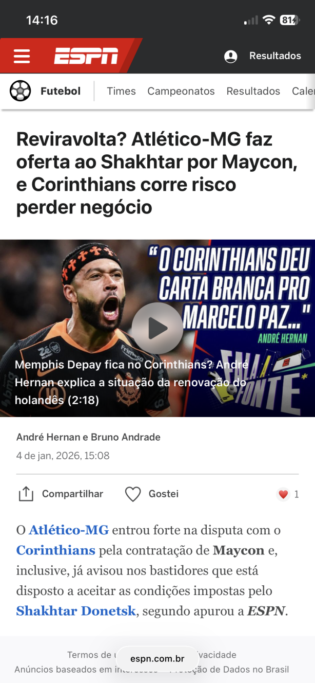 Atl�tico Mineiro faz proposta pelo Maycon